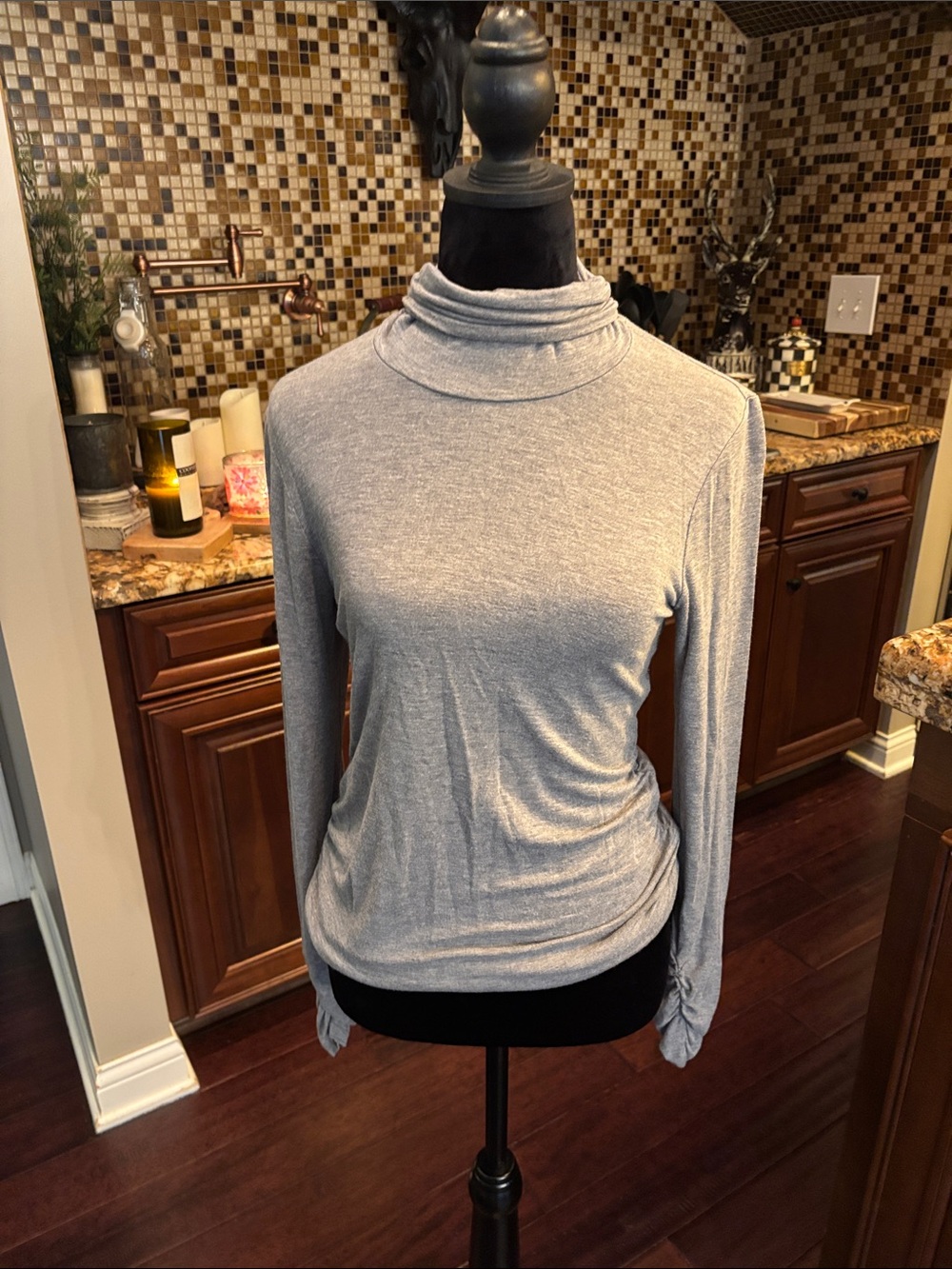 Design History Heather Gray Cowl Neck Long Sleeve Sweater